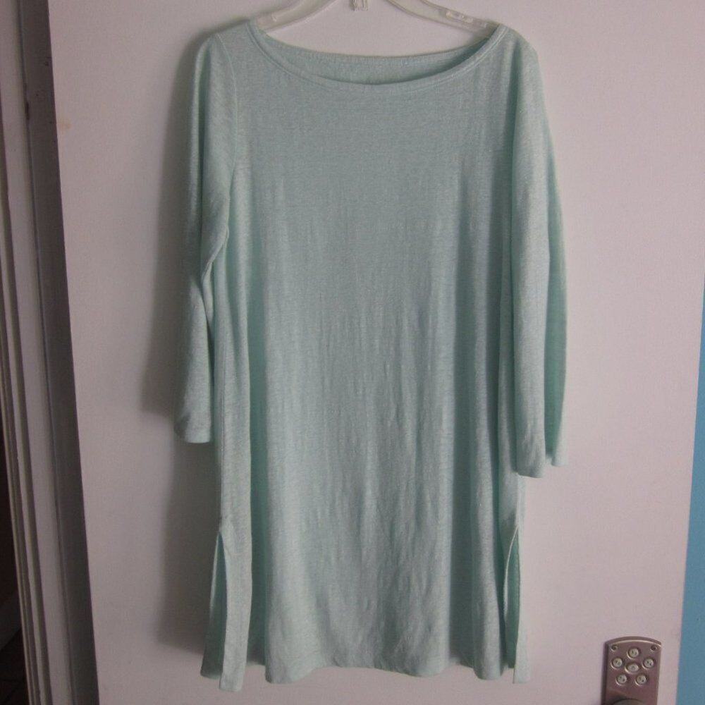 Eileen Fisher Long Knit Linen Lightweight Tunic Size XXS Pale Green 36" Bust